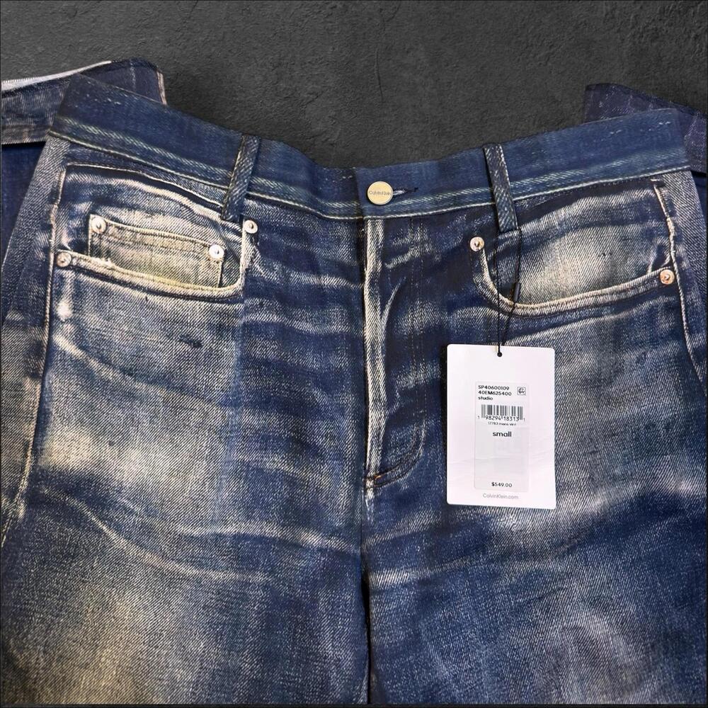 NWT $549 Calvin Klein Navy‎ Blue Men’s Vintage Studio Pants Sz S Made Portugal - Picture 3 of 5